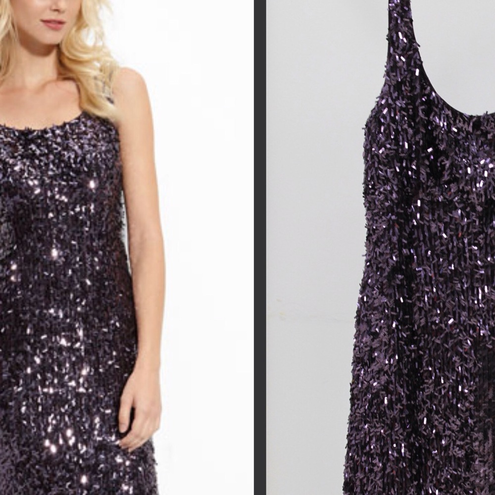 Sparkles in a beautiful plum dress from Nordstrom